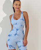 Printed Crisscross Wide Strap Active Romper - Body By J'ne