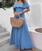 Smocked Ruffled Off-Shoulder Maxi Dress - Body By J'ne