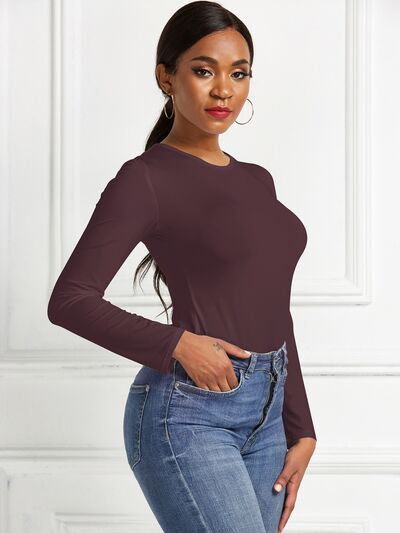 Round Neck Long Sleeve Bodysuit - Body By J'ne