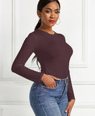 Round Neck Long Sleeve Bodysuit - Body By J'ne