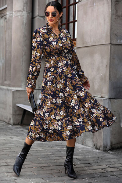 Floral Flounce Sleeve Tiered Dress - Body By J'ne