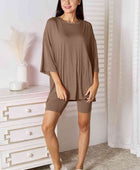 Basic Bae Full Size Soft Rayon Three-Quarter Sleeve Top and Shorts Set - Body By J'ne