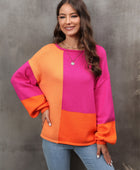 Color Block Round Neck Dropped Shoulder Sweater - Body By J'ne