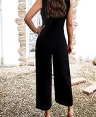 Pocketed Half Button Sleeveless Jumpsuit - Body By J'ne