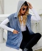 Hooded Sleeveless Denim Top with Pockets - Body By J'ne