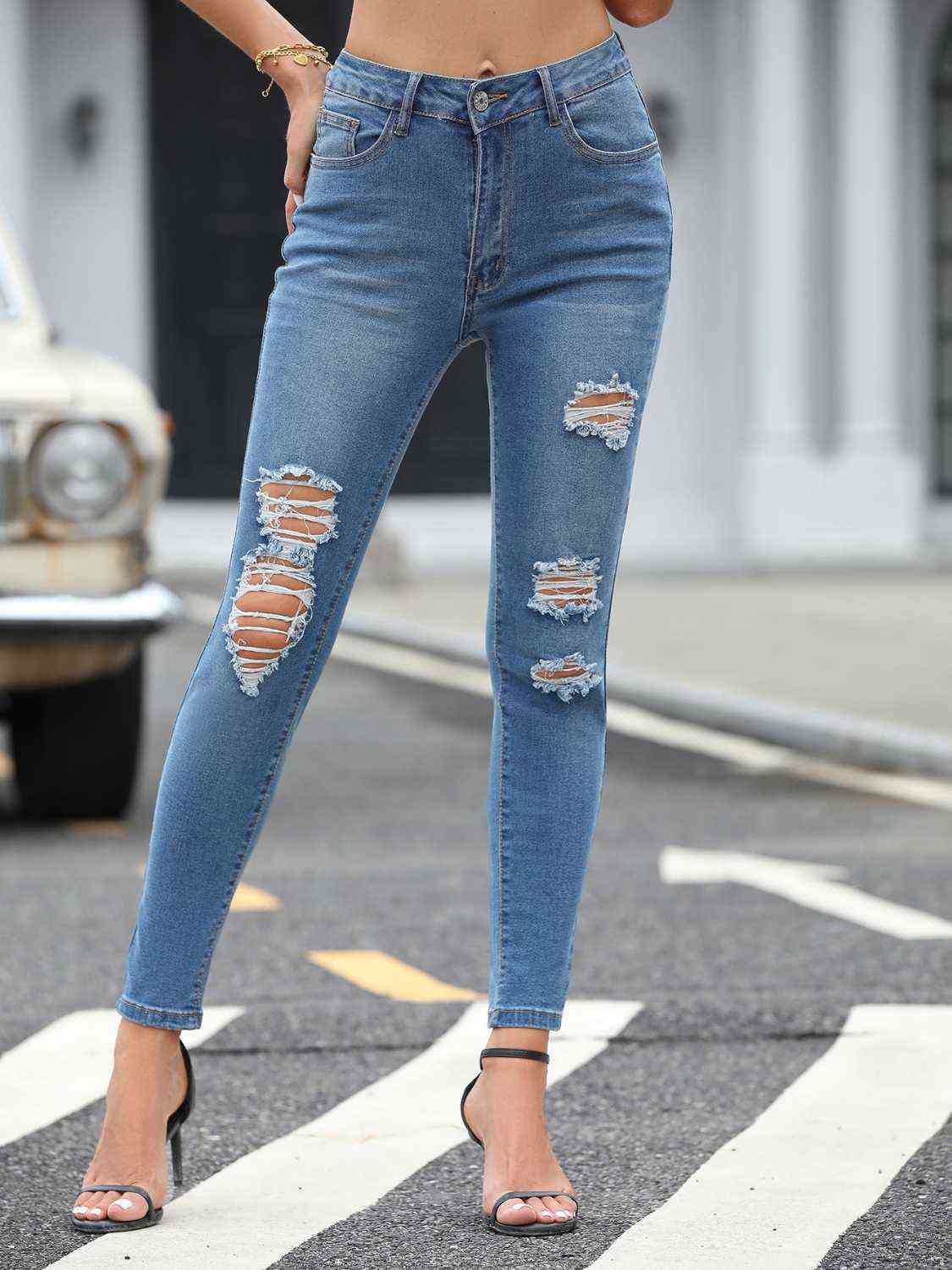 Distressed Skinny Jeans - Body By J'ne