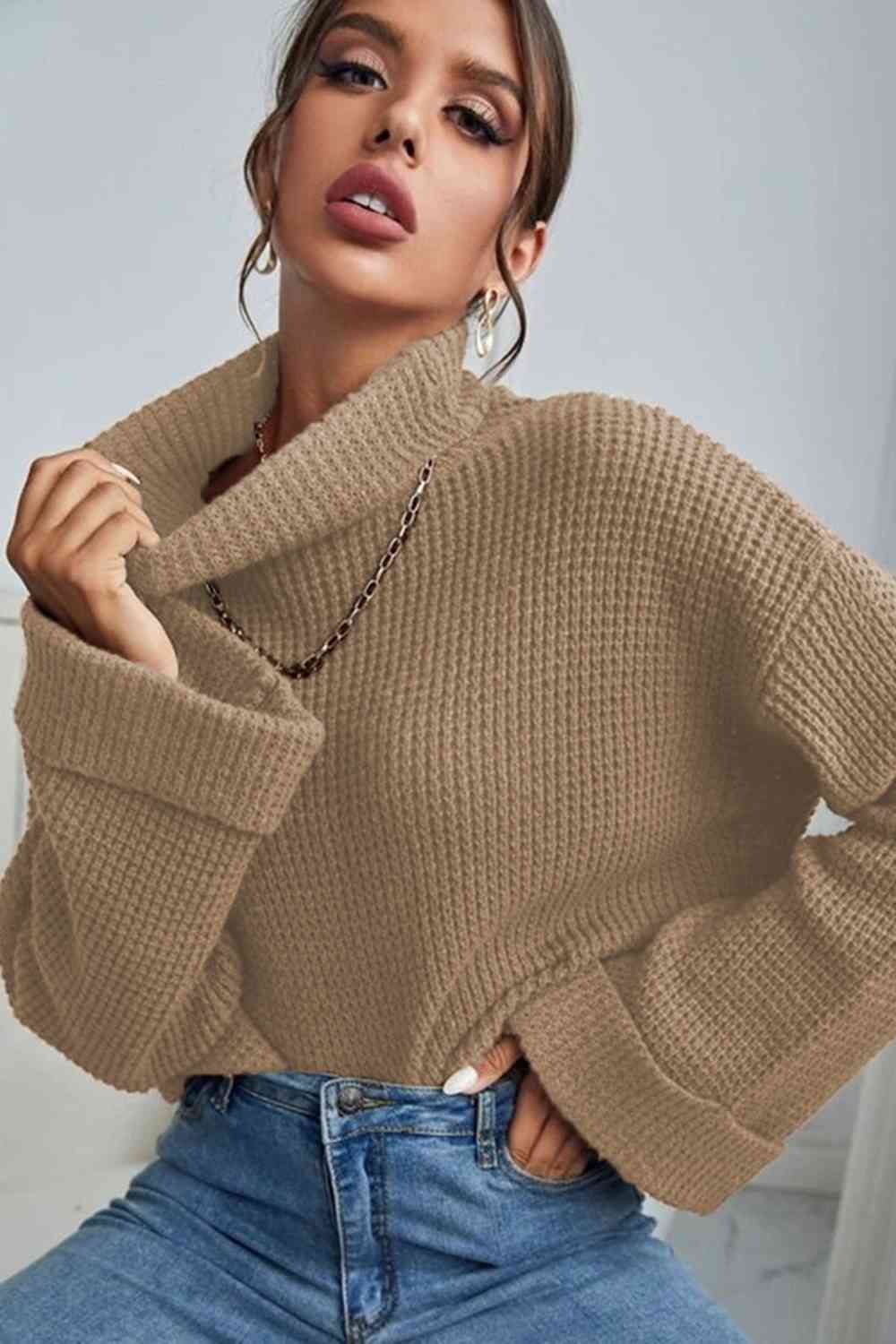 Turtleneck Long Sleeve Sweater - Body By J'ne