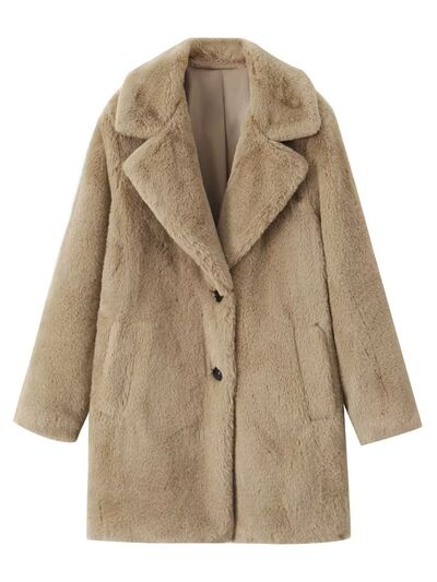 Fuzzy Button Up Lapel Collar Coat - Body By J'ne