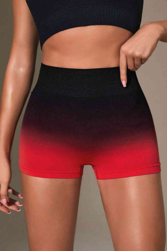 Gradient Wide Waistband Sports Shorts - Body By J'ne