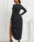 High-low Ruched Surplice Long Sleeve Dress - Body By J'ne