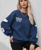 Letter Graphic Round Neck Dropped Shoulder Sweatshirt - Body By J'ne