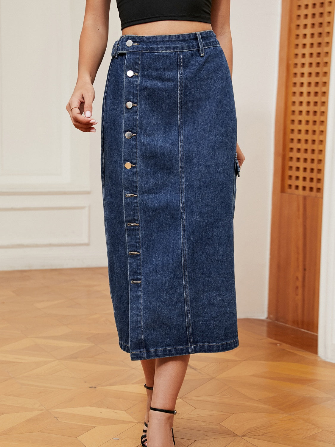 Button Down Denim Skirt - Body By J'ne