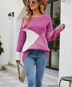 Color Block Round Neck Sweater - Body By J'ne