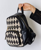 David Jones Argyle Pattern PU Leather Backpack - Body By J'ne