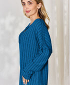 Full Size Ribbed Half Button Long Sleeve T-Shirt - Body By J'ne