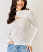 Fitted Long Sleeve Cutout Top - Body By J'ne