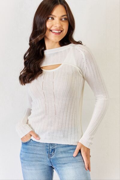 Fitted Long Sleeve Cutout Top - Body By J'ne