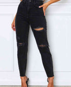 Distressed High Waist Straight Jeans - Body By J'ne