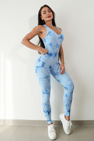 Printed Crisscross Wide Strap Jumpsuit - Body By J'ne