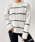 Striped Cable-Knit Sweater - Body By J'ne