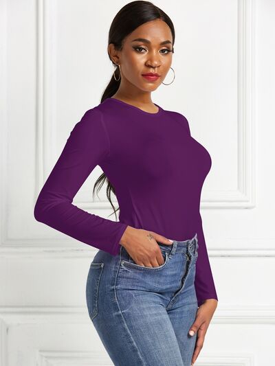 Round Neck Long Sleeve Bodysuit - Body By J'ne