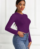 Round Neck Long Sleeve Bodysuit - Body By J'ne