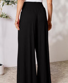 Smocked Wide Waistband Wide Leg Pants - Body By J'ne