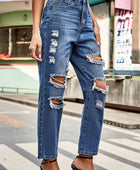 Distressed Buttoned Jeans with Pockets - Body By J'ne