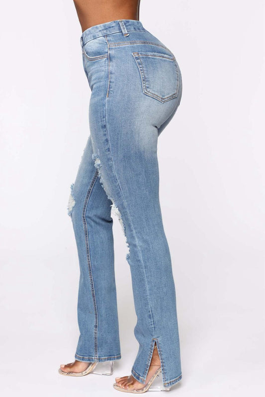 Distressed Slit Jeans - Body By J'ne