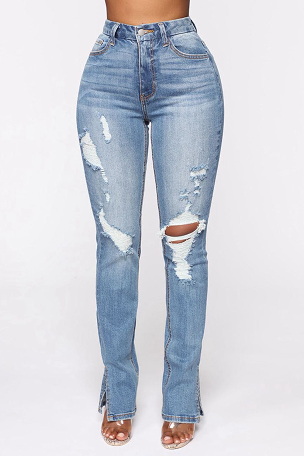 Distressed Slit Jeans - Body By J'ne