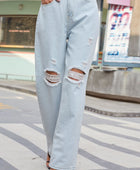 Distressed Straight Leg Jeans with Pockets - Body By J'ne