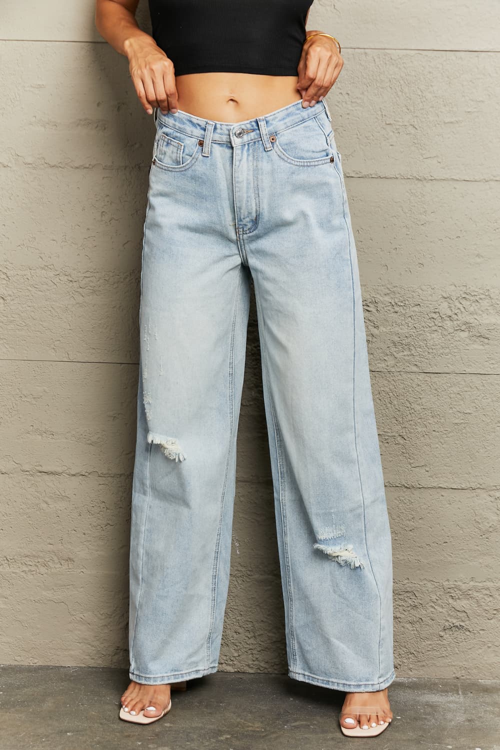 Distressed Wide Leg Jeans - Body By J'ne