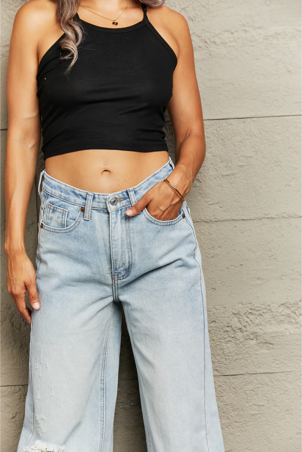 Distressed Wide Leg Jeans - Body By J'ne