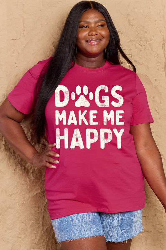 DOGS MAKE ME HAPPY Graphic Cotton T-Shirt - Body By J'ne