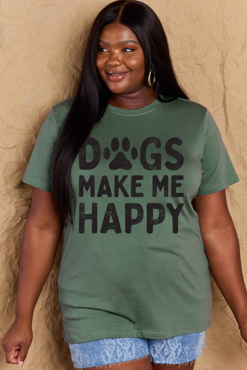 DOGS MAKE ME HAPPY Graphic Cotton T-Shirt - Body By J'ne