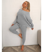 Dolman Sleeve Sweater and Knit Pants Set - Body By J'ne