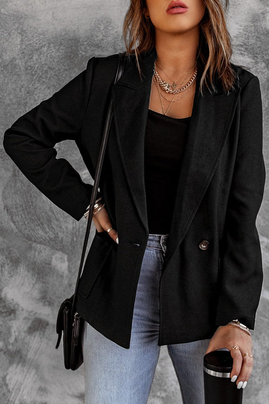 Double-Breasted Blazer with Pockets - Body By J'ne