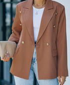 Double-Breasted Lapel Collar Long Sleeve Blazer - Body By J'ne