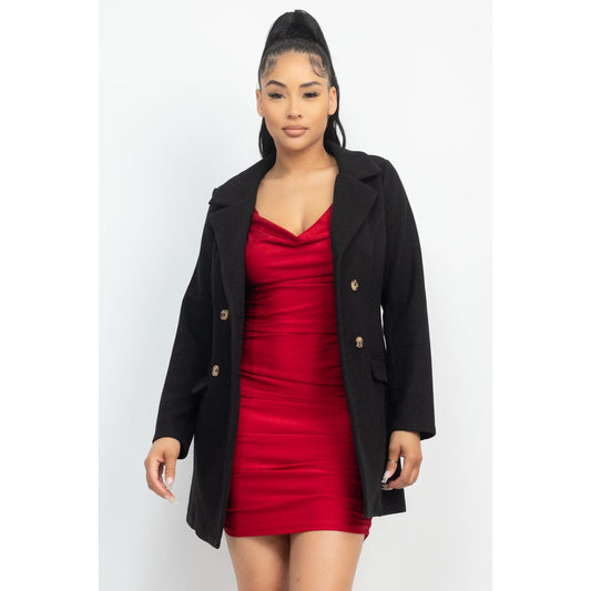 Double-breasted Solid Coat - Body By J'ne