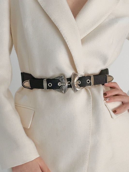 Double Buckle PU Leather Belt - Body By J'ne