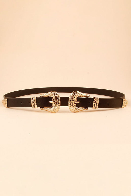 Double Buckle PU Leather Belt - Body By J'ne