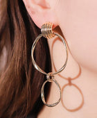 Double Hoop Zinc Alloy Drop Earrings - Body By J'ne