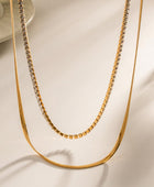 Double-Layered Inlaid Zircon Stainless Steel Necklace - Body By J'ne