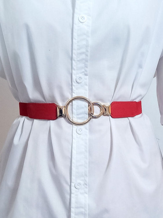 Double Ring Buckle Elastic PU Belt - Body By J'ne