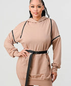 Double Zipper Long Sleeve Hooded Mini Dress - Body By J'ne