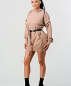 Double Zipper Long Sleeve Hooded Mini Dress - Body By J'ne