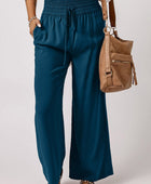 Drawstring Smocked Waist Wide Leg Pants - Body By J'ne