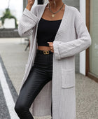 Dropped Shoulder Long Sleeve Cardigan with Pocket - Body By J'ne