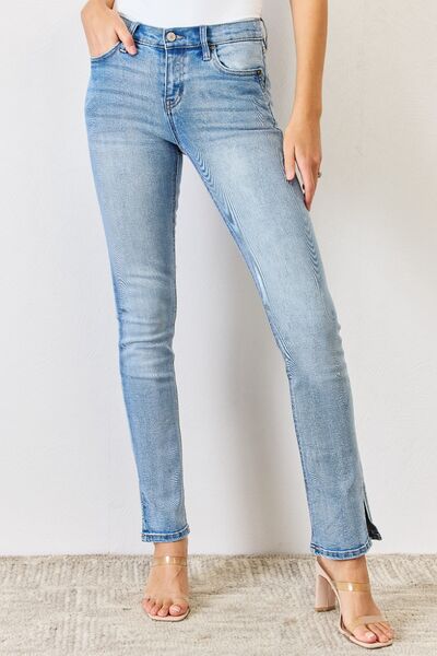 Full Size Mid Rise Y2K Slit Bootcut Jeans - Body By J'ne