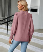 Frill Mock Neck Lantern Sleeve Blouse - Body By J'ne